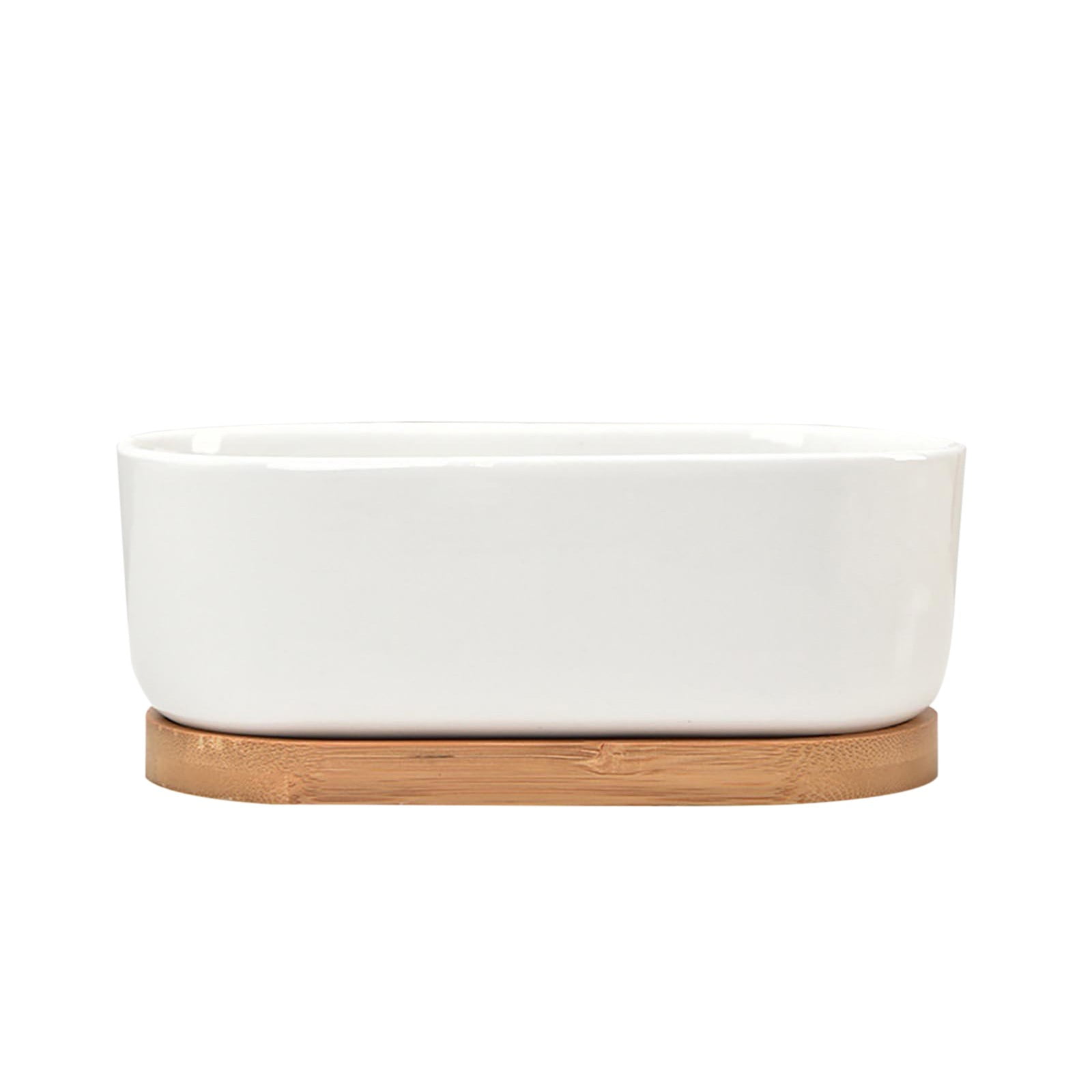 LYINGF Flower Pot Ceramic with Tray Border Small Flower Pot White Porcelain White Simple Rectangular Special Potm,Rectangular Succulent Planter Window Box