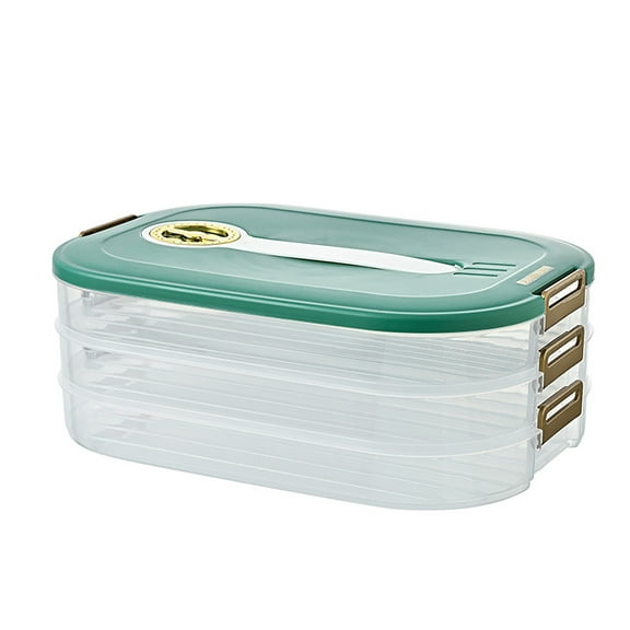 LYINGF Food Storage Containers with Lids, 3 Layer Stackable Airtight Plastic Cookie and Dumpling Storage Box, for Dough Proofing, Marinating Meat, and Kitchen Organization