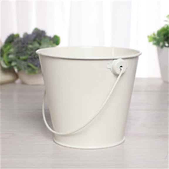 LYINGF Galvanized Metal Multi-Purpose Bucket - Rust-Proof Round Planter for Small Plants/Candy Storage, Vintage Farmhouse Home Decor Container with Handle
