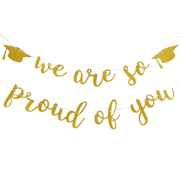 LYINGF Graduation Decoration Banner Gold Glittery We Are So Proud Of You Congrats Grad Banner Congratulations,We are So Proud of You, Congrats Grad 2026, 2026 Graduation Party Decorations