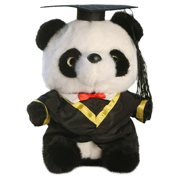 LYINGF Graduation Panda Bear with Black Cap Graduation Gift Stuffed Animal Plush Panda Bear Class of 2025 Decoration for Kindergarten Elementary High School College