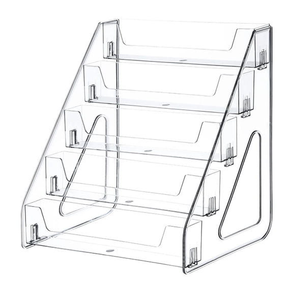 LYINGF Greeting Card Display Stand, 5-Tier Acrylic Card Display Rack and Storage Organizer for Bookmarks, Stamps, Postcards, Mail, Greeting Cards, Sports Cards, and Brochures, Clear Organizer