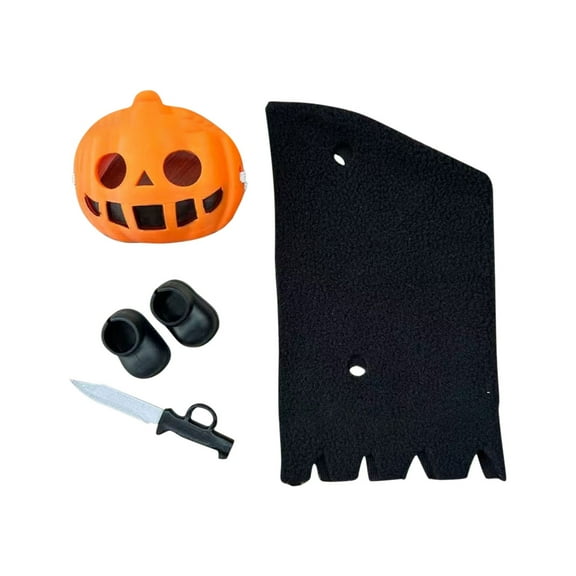 LYINGF Halloween Pumpkin Mask & Hat Set - Removable Kawaii Costume for 15cm/17cm Designer Dolls, Seasonal Outfit with Pumpkin Accessories (Doll Not Included)