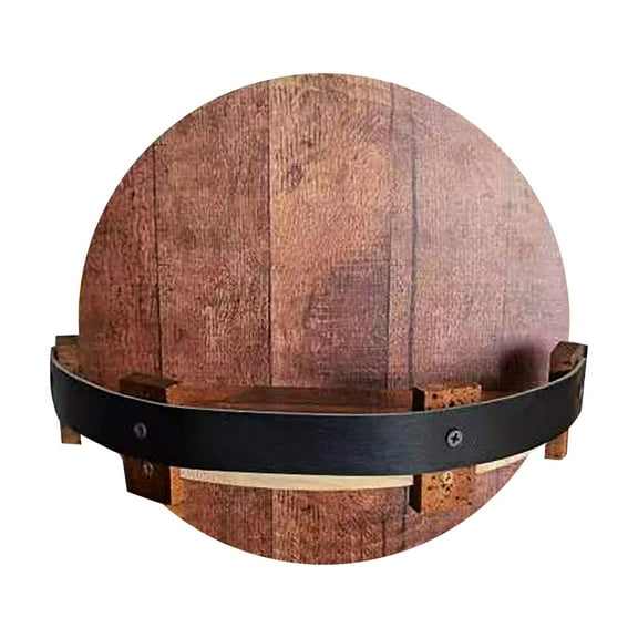 LYINGF Hand Crafted Wall Mounted Liquor Bottle Display, Vintage Wooden Barrel Shelf for Wine Storage, Bar Shelves for Home Bar and Kitchen Decor, Showcases Your Collection