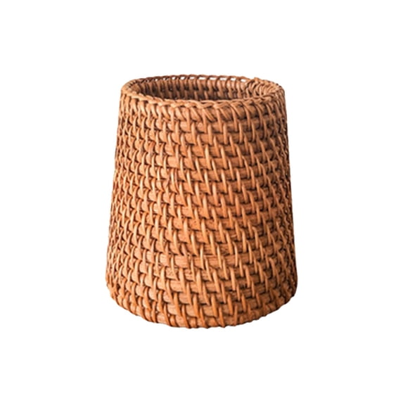 LYINGF Hand Woven Tea Braided Pen Holder and Storage Box, Handmade Multi-Functional Woven Basket, for Office and Home Desktop Organizer, Kitchen Utensil Cutlery, Makeup Brush Holder, Cylinder Shape