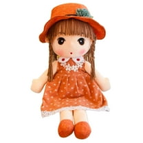 LYINGF Handmade Ragdoll Plush Toy with Hat & Skirt - Opening Soft Stuffed Companion for Baby Girls, Cute Sleeping Partner Doll Gift with Outfit Details