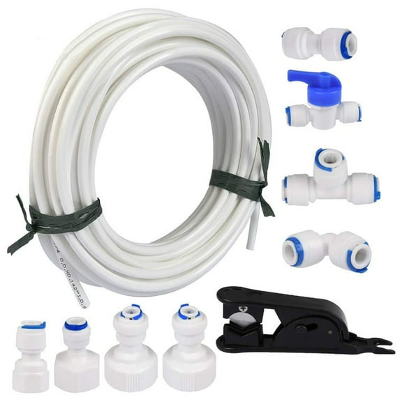 LYINGF Ice Maker Water Line Kit with 15-Meter Water Inlet Pipe and Universal Quick Connect Fittings, Compatible with Side-by-Side Refrigerators and Reverse Osmosis RO System Water Filters