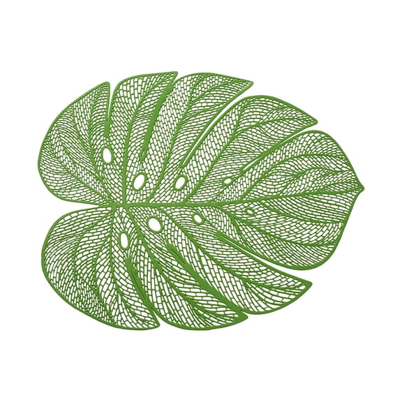 LYINGF Leaf Shaped Vinyl Placemats,  for Dinner Table, Wipeable and Washable, Oil-Proof, Waterproof, Heat Insulation Mats, for Wedding, Party, Holiday Decoration, Indoor and Outdoor Use