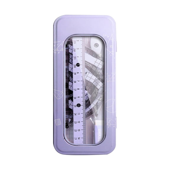 LYINGF Math Geometry Sets 8 Pcs,Supplies Kit,Shatterproof Storage Box with Metal Case Friendly Stationery,Includes Rulers,Protractor,Compass,Eraser,Pencil Sharpener,Lead Refills,Pencil for Drafting