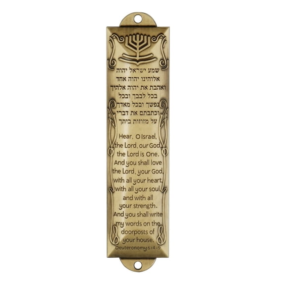 LYINGF Metal Door Case for Mezuza, Rustproof Plaque, Door Window Decoration, House Warming Blessing Gift, with Hebrew & English Scripture, Home Blessing, Jewish Religious Decor, Front Entry Decor