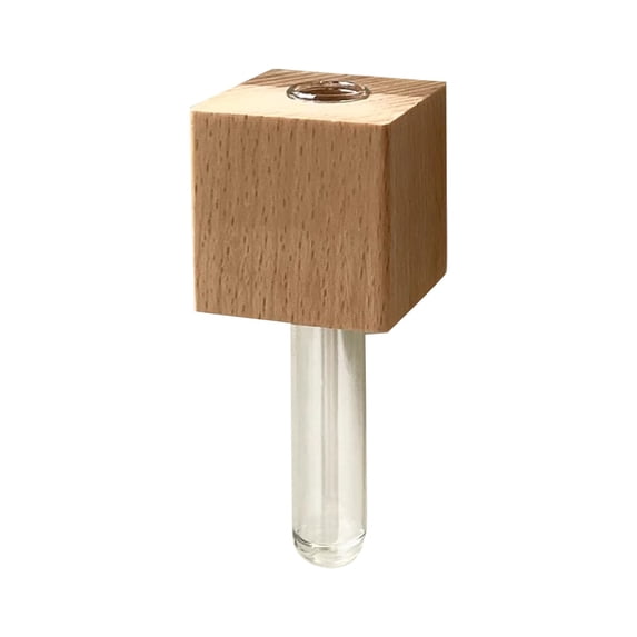 LYINGF Mini Vase Fridge Magnets, Test Tube Plant Flower Vase with Magnetic Wooden Wall Planter and Glass Tube, Wood Refrigerator Magnet Adsorbed on Fridge Door for Office Home Decor