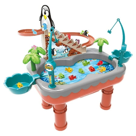 LYINGF Penguin Fishing Water Table Toddlers Toy Outdoor Sensory Play Pool Splash Activity Center Backyard Beach Summer Fun Kids Interactive Water Game