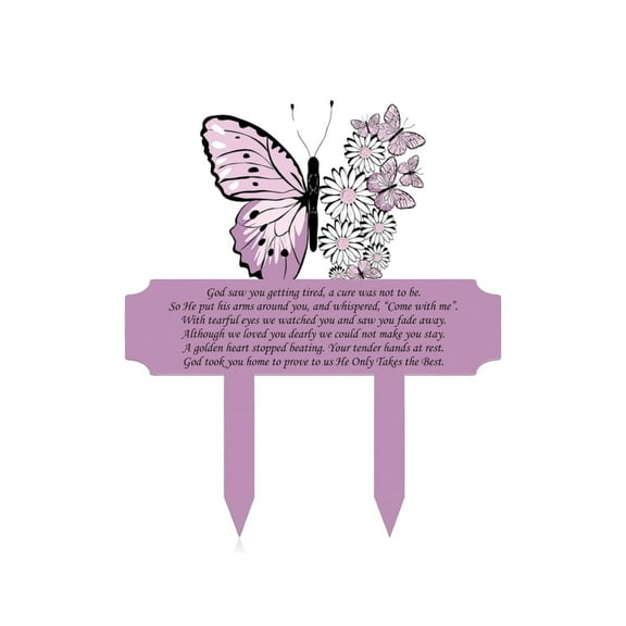 LYINGF Personalized Butterfly Memorial Monument Decoration Commemorative Plaque Compassion Garden Pile Memorial Cemetery Metal Plaques Decor for Outdoors Sympathy Garden Yard Remembrance Sign