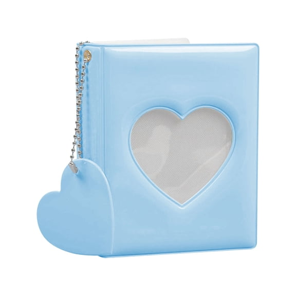 LYINGF Photocard Album, 3 Inch Photocard Holder Book Photo Album with Photocard 32 Pockets Mini Photo Album Heart Hollow Card Binders with Pendant for Star Chasing Photo Collection