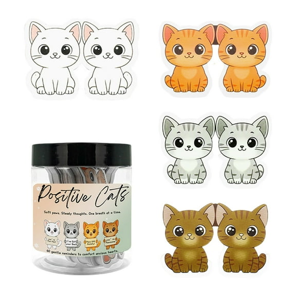 LYINGF Positive Affirmation Cat Jar, Inspirational Cards for Anxiety Relief & Self Care, Cat Lover Gift for Women, Men, and All Ages, Encouragement Kit for Mindfulness and Emotional Wellbeing