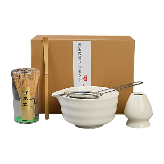 LYINGF Premium Complete Ceremonial Grade Matcha Set 5-PCS, with Bamboo Whisk, Matcha Bowl with Spout, Scoop, Sifter and Holder, Authentic Traditional Tea Kit, Gift Set