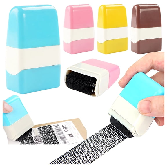 LYINGF Roller Stamp for Theft Protection, Identity and Address Blockout Tool with Refill Ink, Privacy Confidential Security Stamp for Blocking Sensitive Information on Documents