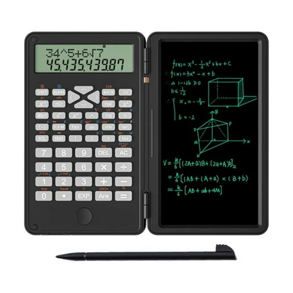 LYINGF Scientific Calculator with Integrated Writing Tablet, 2-in-1 Portable Foldable LCD Calculator and Notepad, for Financial Math, Office Calculations, Home Budgeting, and College Courses