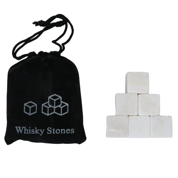 LYINGF Set of 6 Reusable Chilling Stones, Ice Cubes for Chilling Drinks, Non-Melting Frozen Rocks for Scotch, Bourbon, or Wine, Square Tartar Chilling Stones in a Gift Box