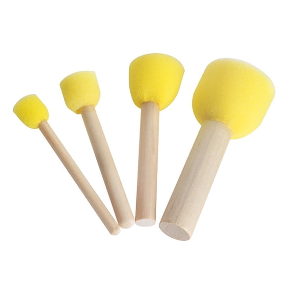 LYINGF Sponge Paint Brushes Stick Drawing Tools, 4Pcs Paint Foam Sponge Brush Set with Colorful Mini DIY Painting Sponges, for Crafts and Art Supplies, Professional Processed for Painting