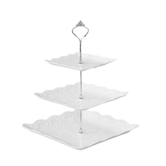 LYINGF Three Layer Tray Cake Stand, Plastic Dessert Table Display Set, Tiered Display Stands for Wedding, Birthday, Tea Party, and Family Events, for Cakes, Cupcakes, and Snacks