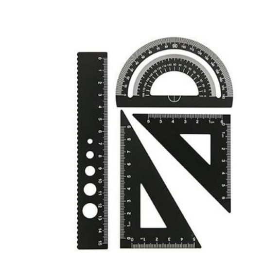 LYINGF Triangular Ruler Set,4 Pcs Aluminum Alloy Ruler, Metal Drafting Ruler,Geometric Tools with Protractor,Degree Triangles for Draftsmen,Engineers,Architects,Students, echnical Drawing,Offi