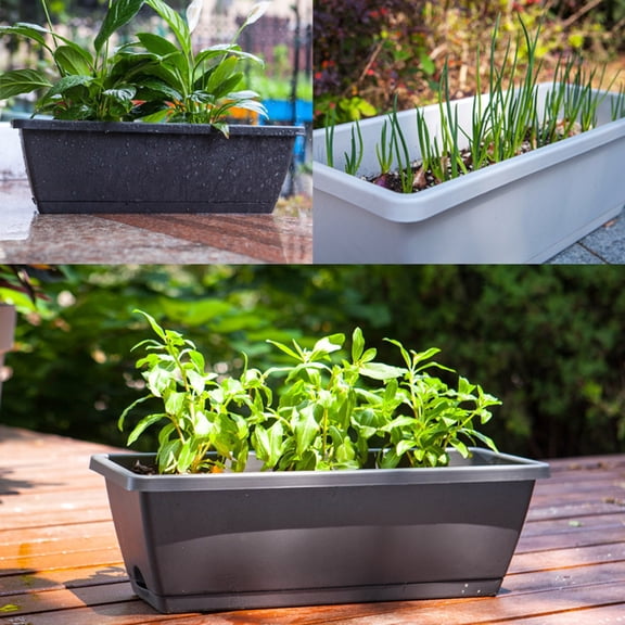 LYINGF Vegetable Pot Plastic Flower Pot Balcony Vegetable Trough,Weatherproof Resin Planter,Vegetable Flower Planter Boxes,Indoor Outdoor Flower Pots for Windowsill,Patio,Porch,Garden Balcony 
