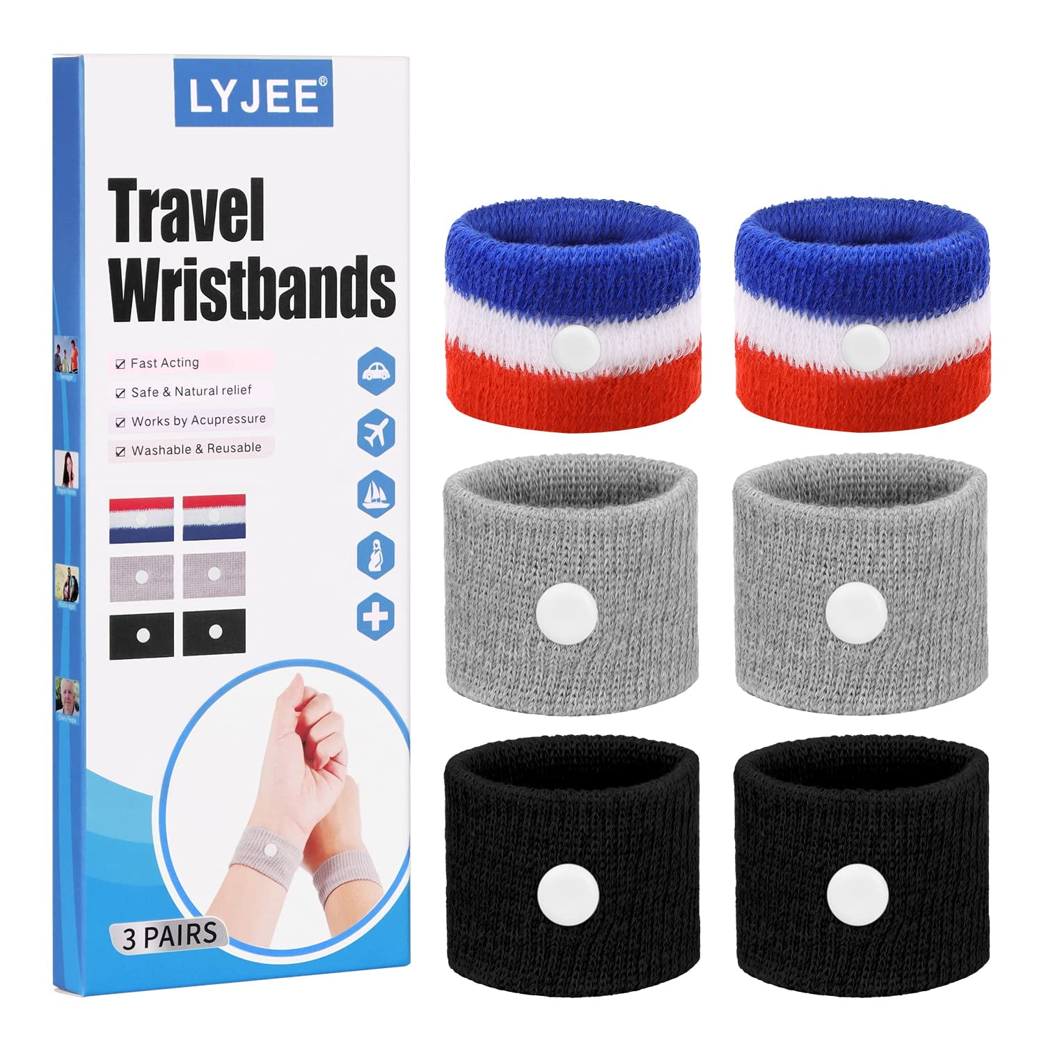 LYJEE Motion Sickness Bands, Nausea Relief Wristbands for Pregnant