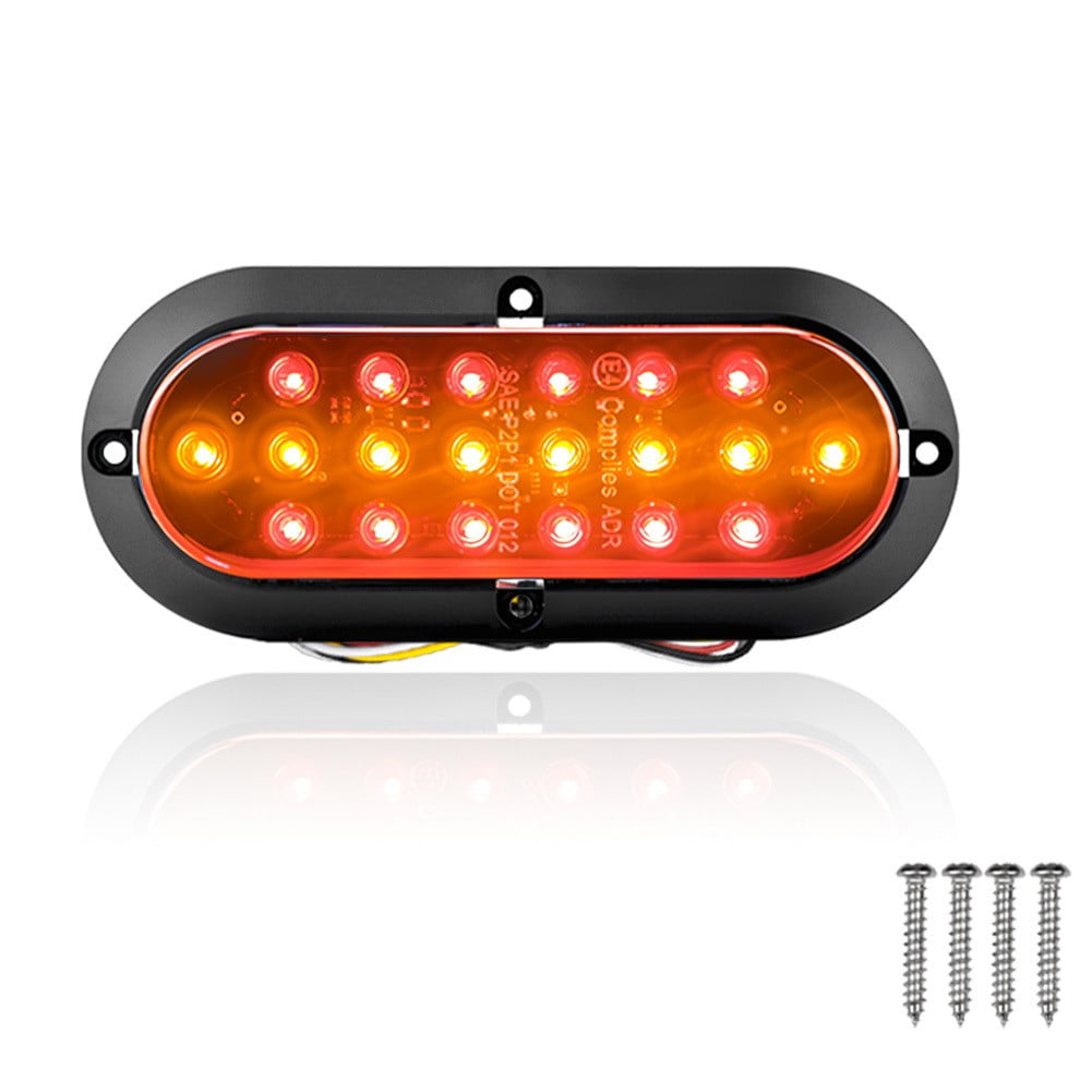 Truck Rear Hamburger Tail Lights - 2Pcs Round LED Brake Lights With Flowing Turn Signal, Waterproof