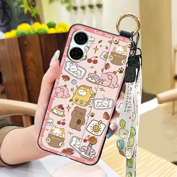 LYM-Phone Case For BLU G53, Back Cover Cartoon Wrist Strap Waterproof Anti-knock Shockproof Anti-dust Kickstand Dirt-resistant Lanyard Durable Cute Phone Holder Protective Ring Soft case