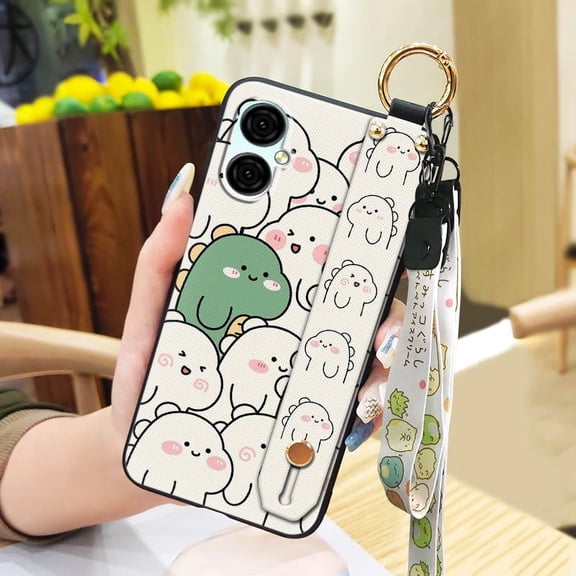 LYM-Phone Case For BLU G53, Phone Holder Wrist Strap Cartoon Wristband Anti-knock Protective Fashion Design Ring Silicone Anti-dust Lanyard Durable Cute Back Cover Shockproof Kickstand