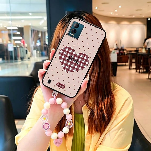LYM-Phone Case For BLU View Speed 5G/B1550VL, Cute Protective Phone Pouch TPU Dirt-resistant Full wrap Bracelet Back Cover Anti-dust Shockproof Soft case Lanyard Silicone