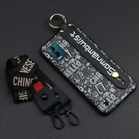 LYM-Phone Case For BLU View Speed 5G/B1550VL, Dirt-resistant Graffiti Phone Holder Protective Waterproof Soft case Personality Back Cover Anti-dust Wristband Durable Kickstand Shockproof