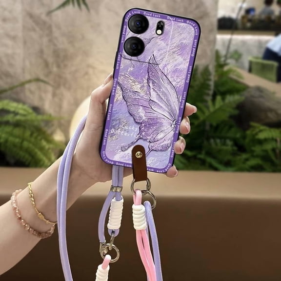 LYM-Phone Case For BLU View5, Dirt-resistant protective Cute Back Cover Diagonal TPU Necklace Lanyard Crossbody Anti-dust Shockproof Waterproof Cartoon Full wrap Graffiti Silicone