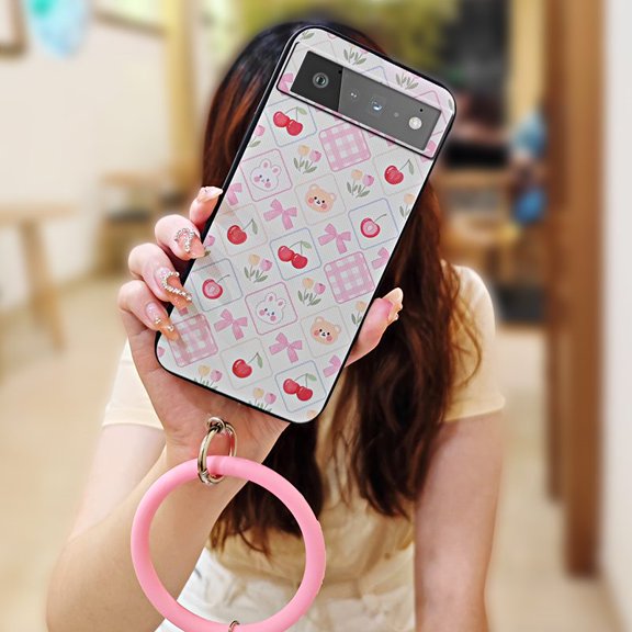 LYM-Phone Case For Google Pixel 6, Ring Protective Waterproof Dirt-resistant Creative Funny Cartoon Anti-knock Youth Back Cover Soft Case Solid Color Personality Cute heat dissipation