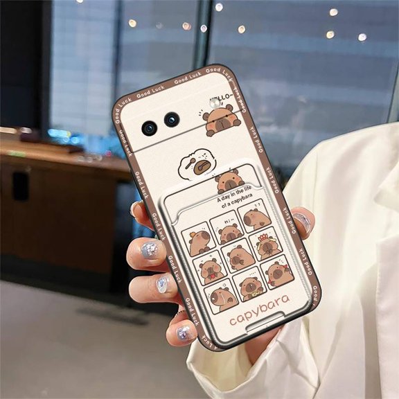 LYM-Phone Case For Google Pixel 8A, Dirt-resistant Anti-knock Soft case Cover Card slot Fashion Design Card sleeve Silicone protective Cute Durable Graffiti Back Cover Shockproof Cartoon