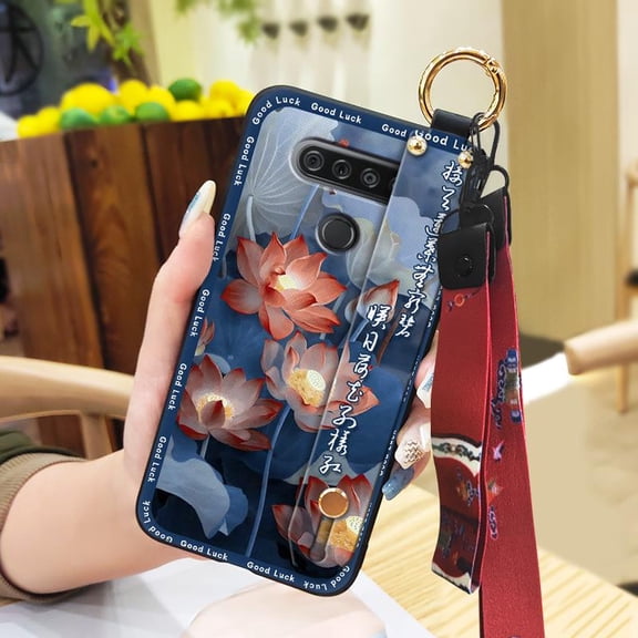 LYM-Phone Case For LG K51/Reflect/L555DL, Back Cover Anti-knock Wristband Anti-dust For Mom Protective Kickstand Phone Holder Fashion Lanyard Dirt-resistant Wrist Strap Soft case Durable