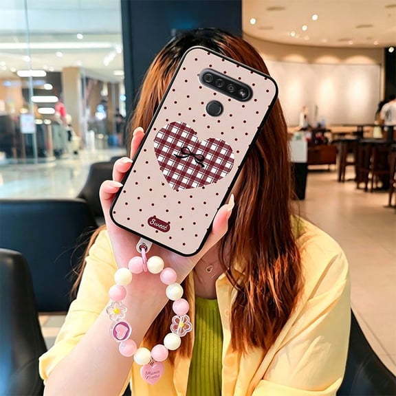 LYM-Phone Case For LG K51/Reflect/L555DL, Waterproof TPU Bracelet Full wrap Dirt-resistant Shockproof Cute Lanyard Phone Pouch Durable Fashion Design Back Cover Anti-knock Cartoon