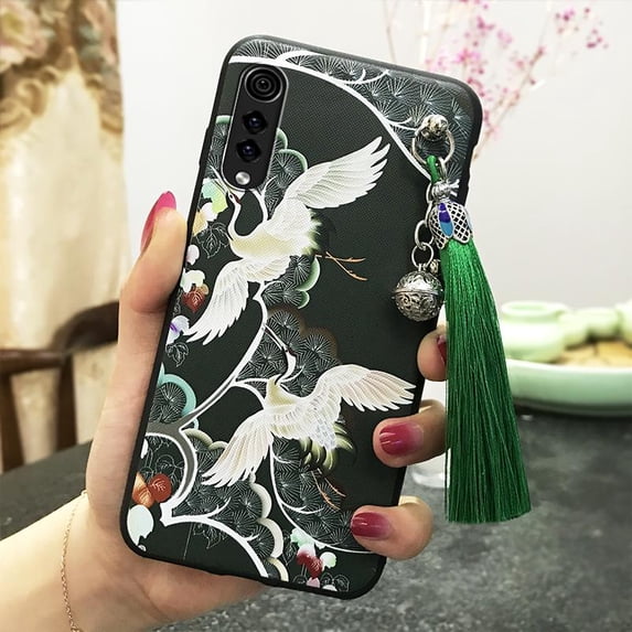 LYM-Phone Case For LG Velvet 4G/5G, TPU Dirt-resistant Anti-knock Anti-dust Durable Shockproof Back Cover Chinese Style Tassel Soft case Bell Protective Waterproof Silicone