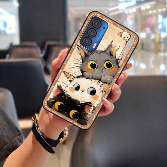 LYM-Phone Case For MOTO Edge 2021, Anti-dust Animals Graffiti Back Cover Soft case Fashion Design Full wrap Cartoon Shockproof Protective Silicone Durable Dirt-resistant Cute Phone Pouch