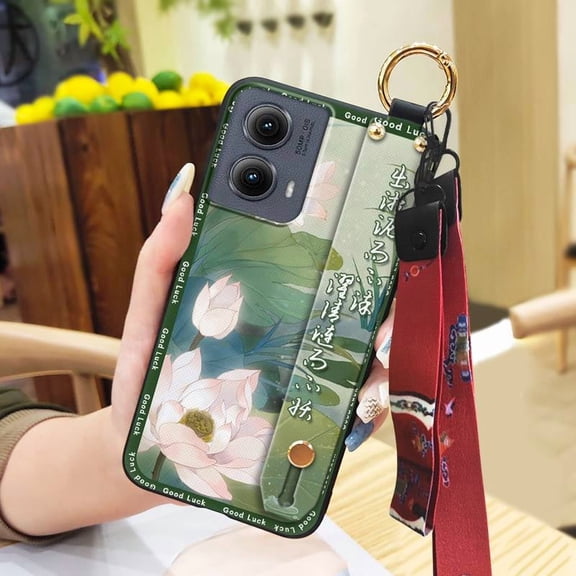 LYM-Phone Case For MOTO Edge 5G 2024, Waterproof Wristband Elderly lady Dirt-resistant Durable Phone Holder Lanyard For Mom Anti-knock Anti-dust Soft case Ring Wrist Strap Fashion