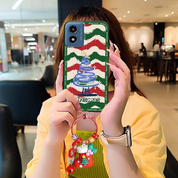 LYM-Phone Case For MOTO G Play 2024/4G/5G, Graffiti Dirt-resistant Cell Phone Sleeve Shockproof Christmas Eve Soft case Silicone Full wrap Phone Pouch Cover Elk deer Phone Protector Cute