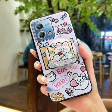 LYM-Phone Case For MOTO G Stylus 4G 2023, Skin feel silicone phone lens protection Rotatable stand TPU Durable Soft Case Simplicity Kickstand Glitter protective Dirt-resistant Cartoon