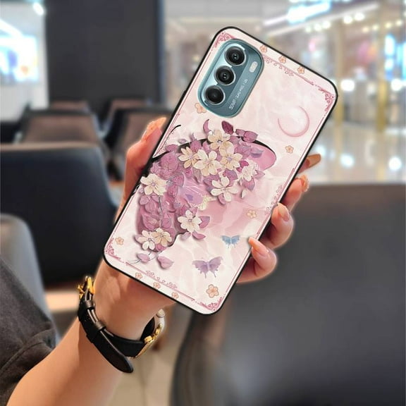 LYM-Phone Case For MOTO G Stylus 5G 2022, Cartoon Full wrap Phone Pouch TPU Anti-knock Oil Painting Dirt-resistant Shockproof Back Cover Silicone Anti-dust Cute Protective flower Durable