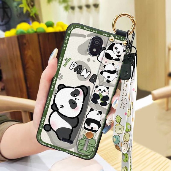 LYM-Phone Case For Nokia C100, Silicone Protective Back Cover Anti-dust Panda Wristband Cute Kickstand Fashion Design Durable Shockproof Cartoon Ring Soft case Phone Holder Anti-knock