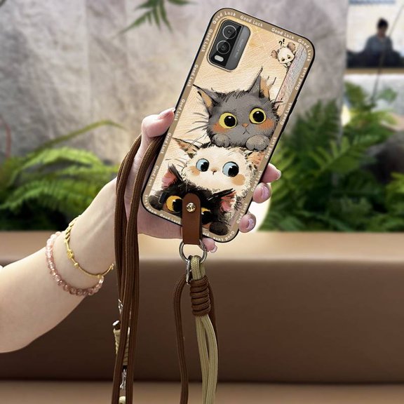 LYM-Phone Case For Nokia C210, Crossbody Silicone Fashion Design Durable Graffiti Cute Dirt-resistant Back Cover Cartoon Full wrap TPU protective Anti-dust Shockproof Lanyard Waterproof