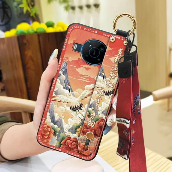 LYM-Phone Case For Nokia X100, Anti-dust Dirt-resistant Protective Shockproof Chinese style Kickstand Durable Phone Holder Waterproof Wrist Strap Back Cover Ring Anti-knock Fashion