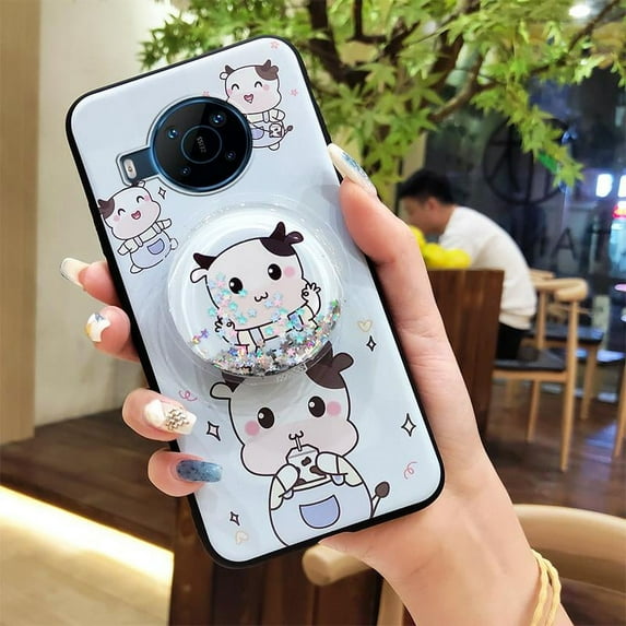 LYM-Phone Case For Nokia X100, Dirt-resistant Cartoon Waterproof Glitter quicksand Anti-knock Soft Case Rotatable stand cute Durable Kickstand Skin feel silicone Back Cover TPU