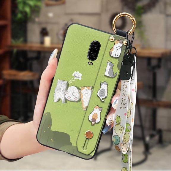 LYM-Phone Case For OnePlus 6T, Lanyard Wrist Strap Back Cover protective Fashion Design Silicone Waterproof Anti-dust Soft case Dirt-resistant Anti-knock Durable Phone Holder Shockproof