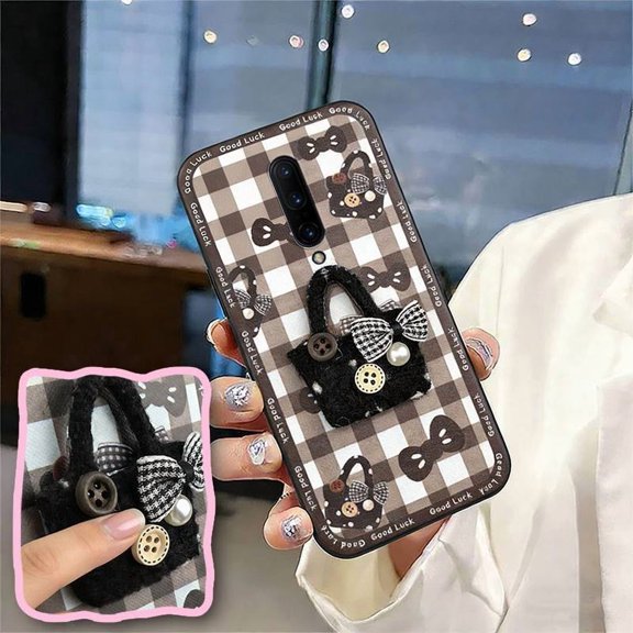 LYM-Phone Case For OnePlus 7 Pro/1+7 Pro, Back Cover Anti-knock Full wrap Protective Durable Silicone Phone Pouch Cartoon Soft case Cloth Patch Fashion Design Embroidery Waterproof Plush